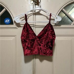 SHEIN Burgundy Velvet Crop Top